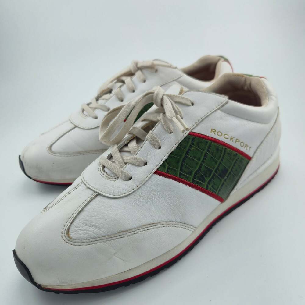 Rockport Vintage Men's Size 7 Leather Sneakers White Green Red